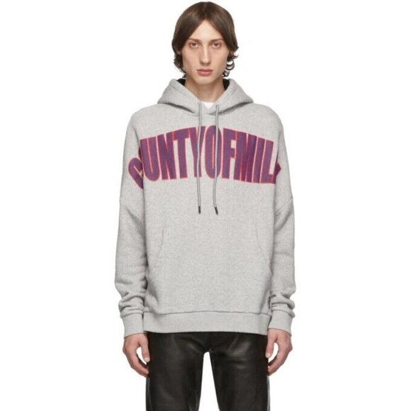 Marcelo Burlon County of Milan Logo Over Hoodie Size XS Mens Gray - Picture 1 of 16